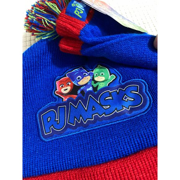 Beanie Cap - PJ Mask - Blue/Red w/Mittens Hat 358805 - Picture 4 of 6
